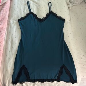 SHEIN Blue and Black Chemise Intimates & Sleepwear
